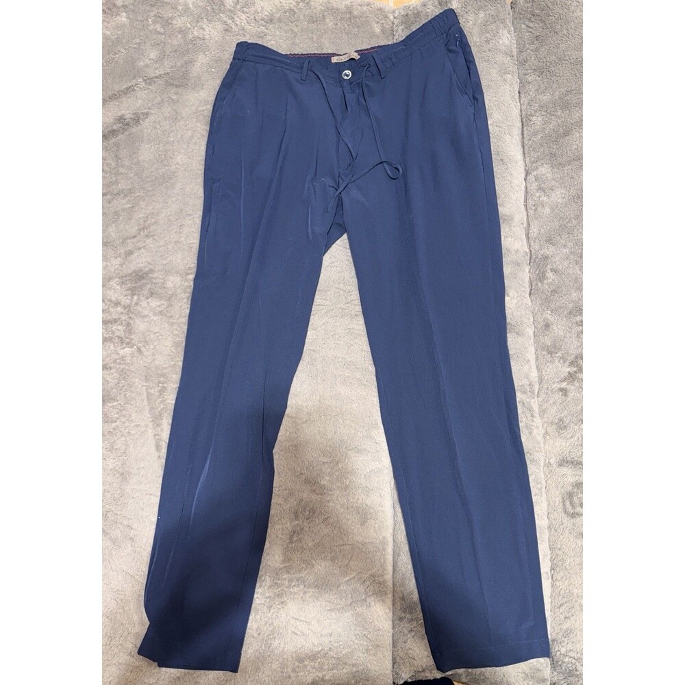 Robert Graham Mens 38 Navy Drawstring Casual Dress Pants Luxury Designer Lounge